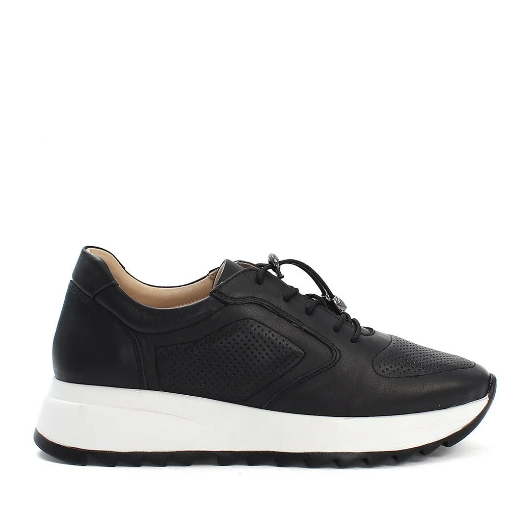 CELAL GÜLTEKIN Damen-Sneaker aus Leder mit Schnellverschluss und Komfortsohle Sneaker Edles Echtleder in klassischem Schwarz