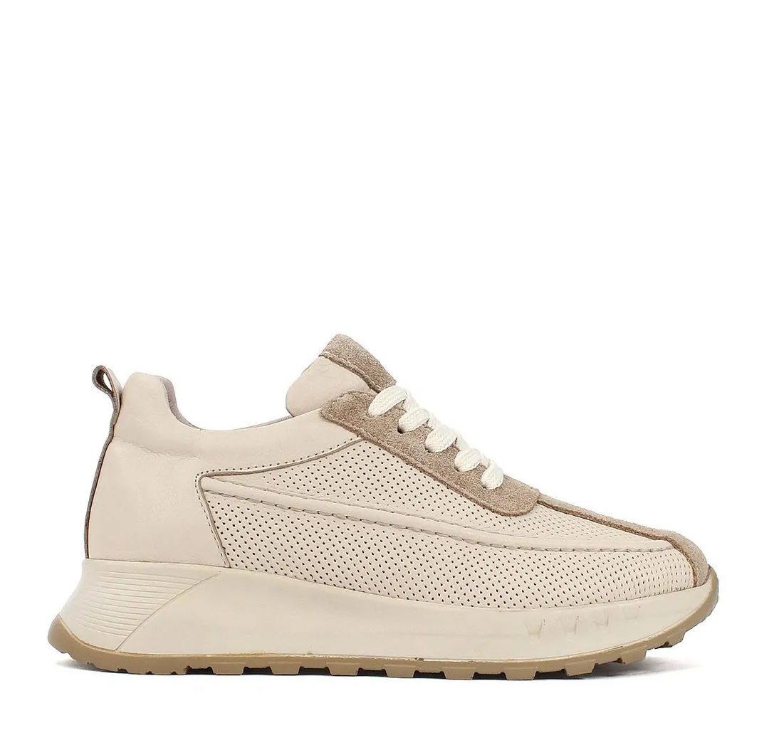 CELAL GÜLTEKIN Modische Leder-Sneaker mit Plateau und optimalem Komfort Sneaker Elegantes Echtleder in warmem Beige