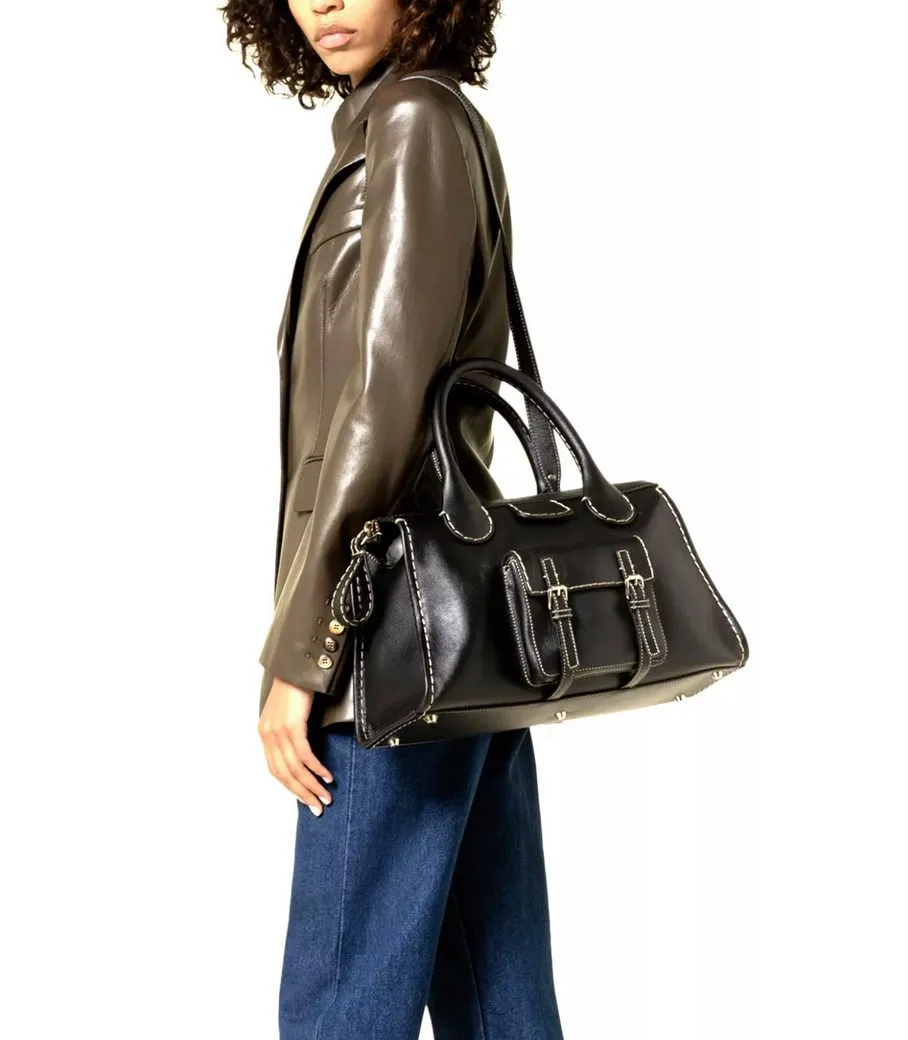 Chloé Schultertasche Edith Tote Bag Henkeltasche mit Kontrastnähten und Fronttasche, Abnehmbarer, verstellbarer Schulterriemen
