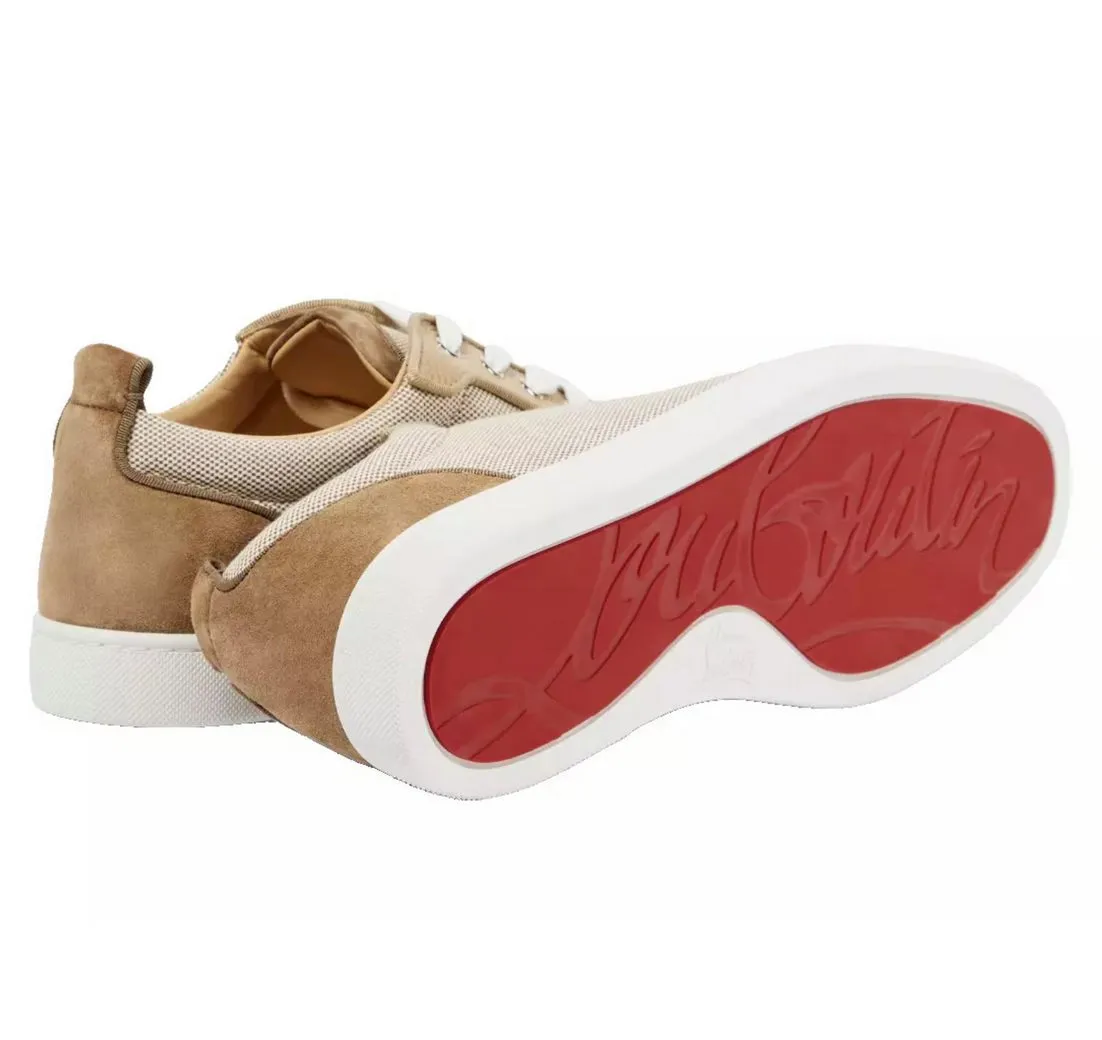CHRISTIAN LOUBOUTIN Louis Suede Canvas Schuhe Sneaker Handwerkskunst aus Italien, Mischung aus Leinen, Leder, Veloursleder