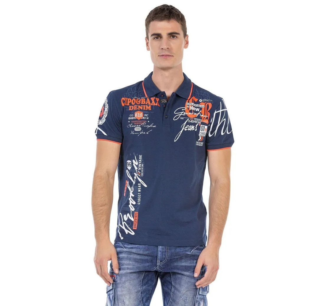 CIPO & BAXX Poloshirt mit markantem Print