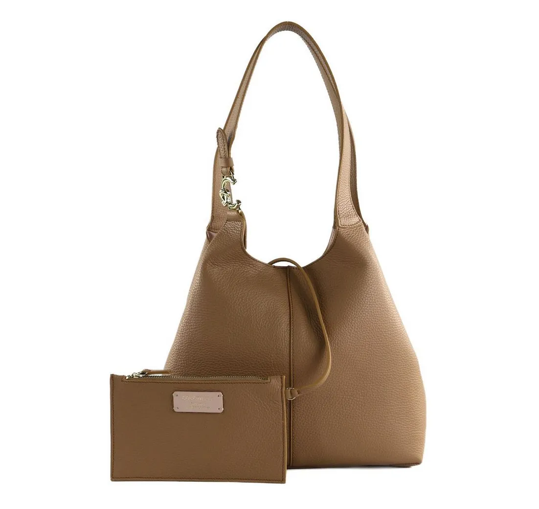 COCCINELLE Schultertasche Shopper (Set, 2-tlg), aus echtem Rindsleder