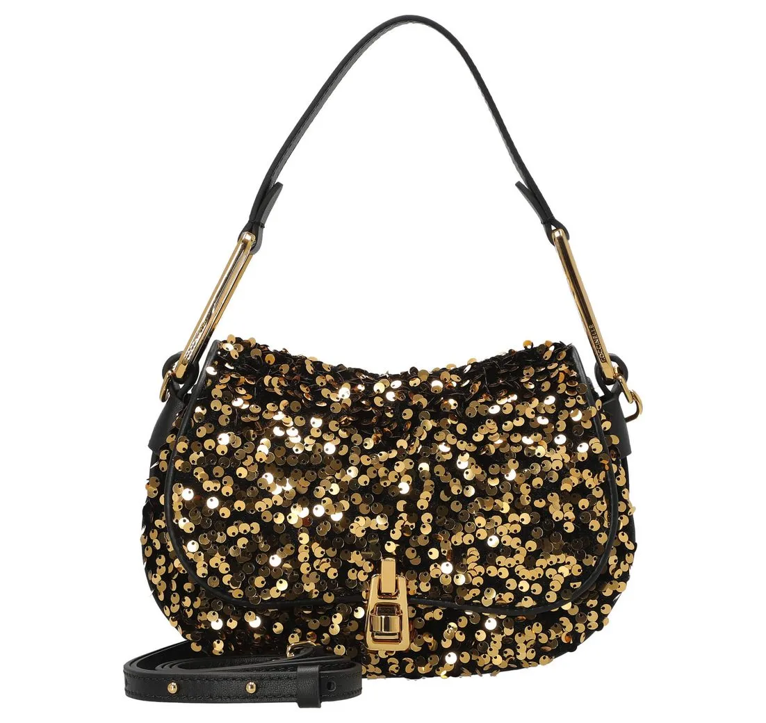 COCCINELLE Umhängetasche Magie Pailettes - Schultertasche 22 cm (golden/noir)