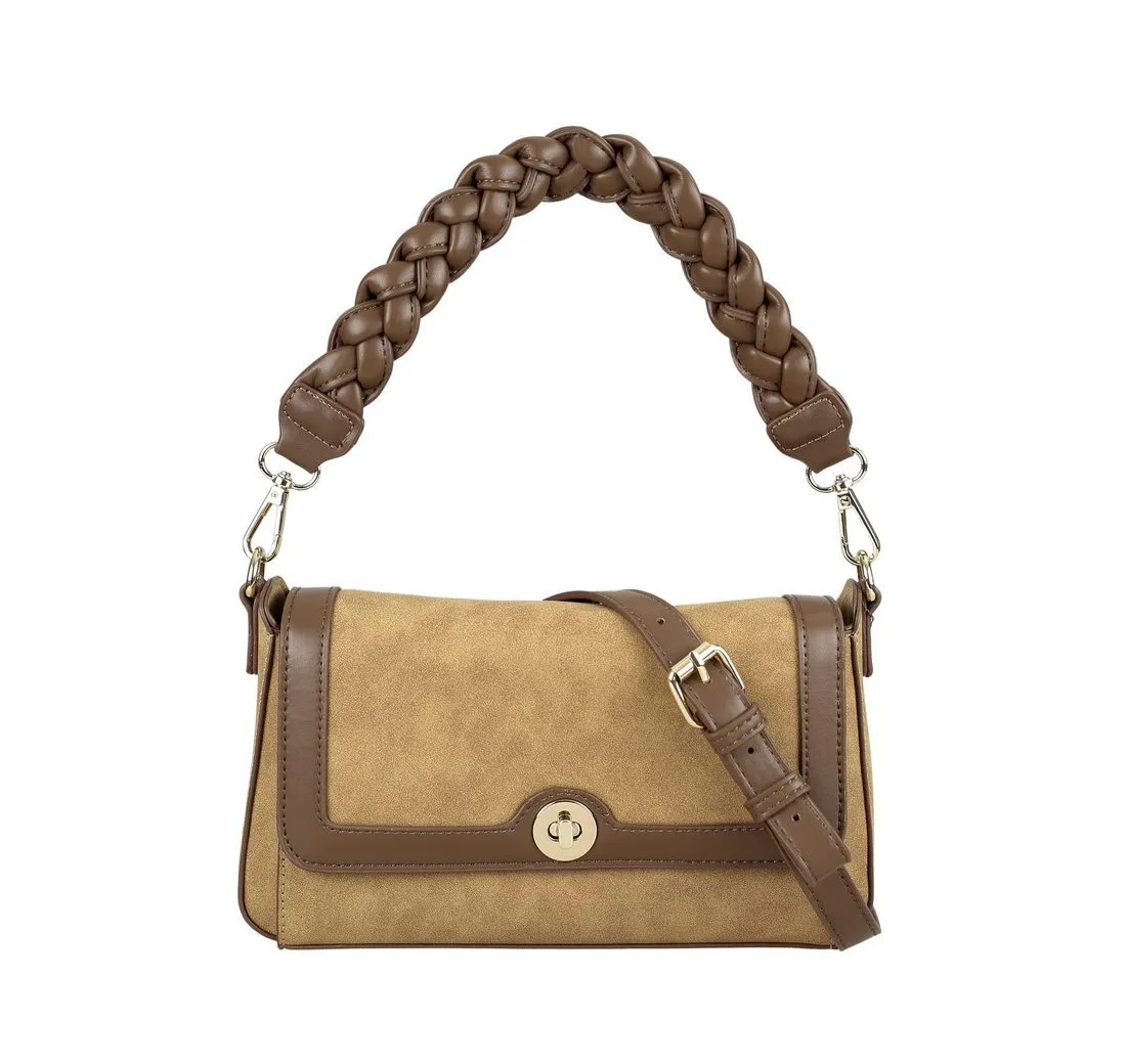 COLLEZIONE ALESSANDRO Schultertasche Brown, mit Flechtung