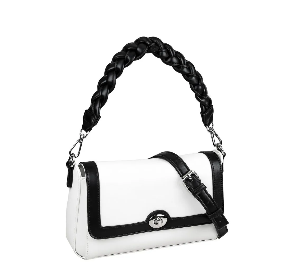 COLLEZIONE ALESSANDRO Schultertasche Schwarz-Weiß, mit Flechtung