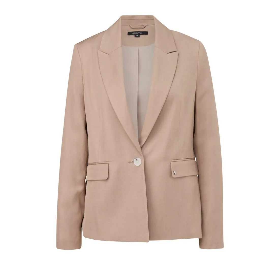 COMMA Blusenblazer Blazer aus Leinenmix Logo