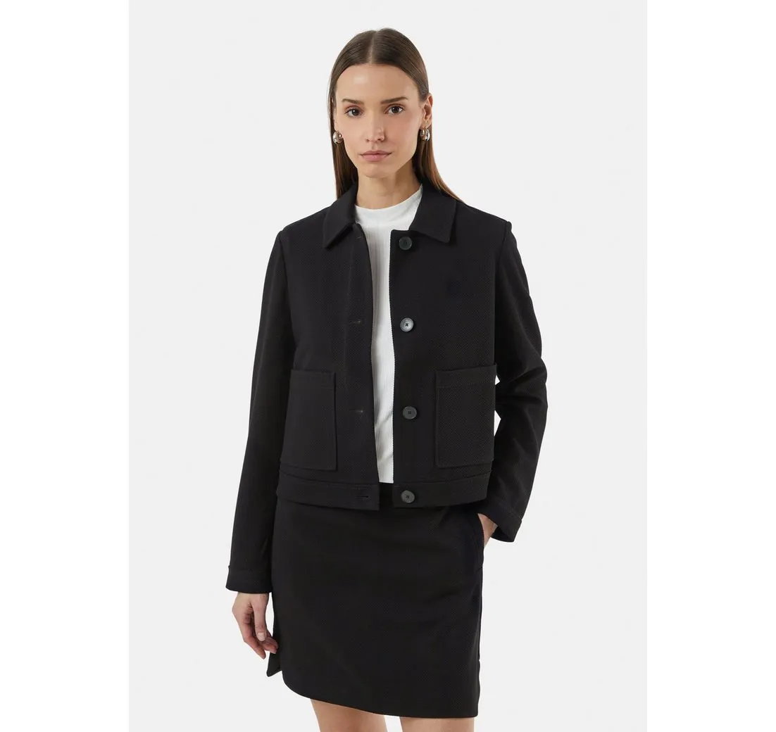 COMMA Blusenblazer Elastische Piqué-Jacke im Boxy Fit