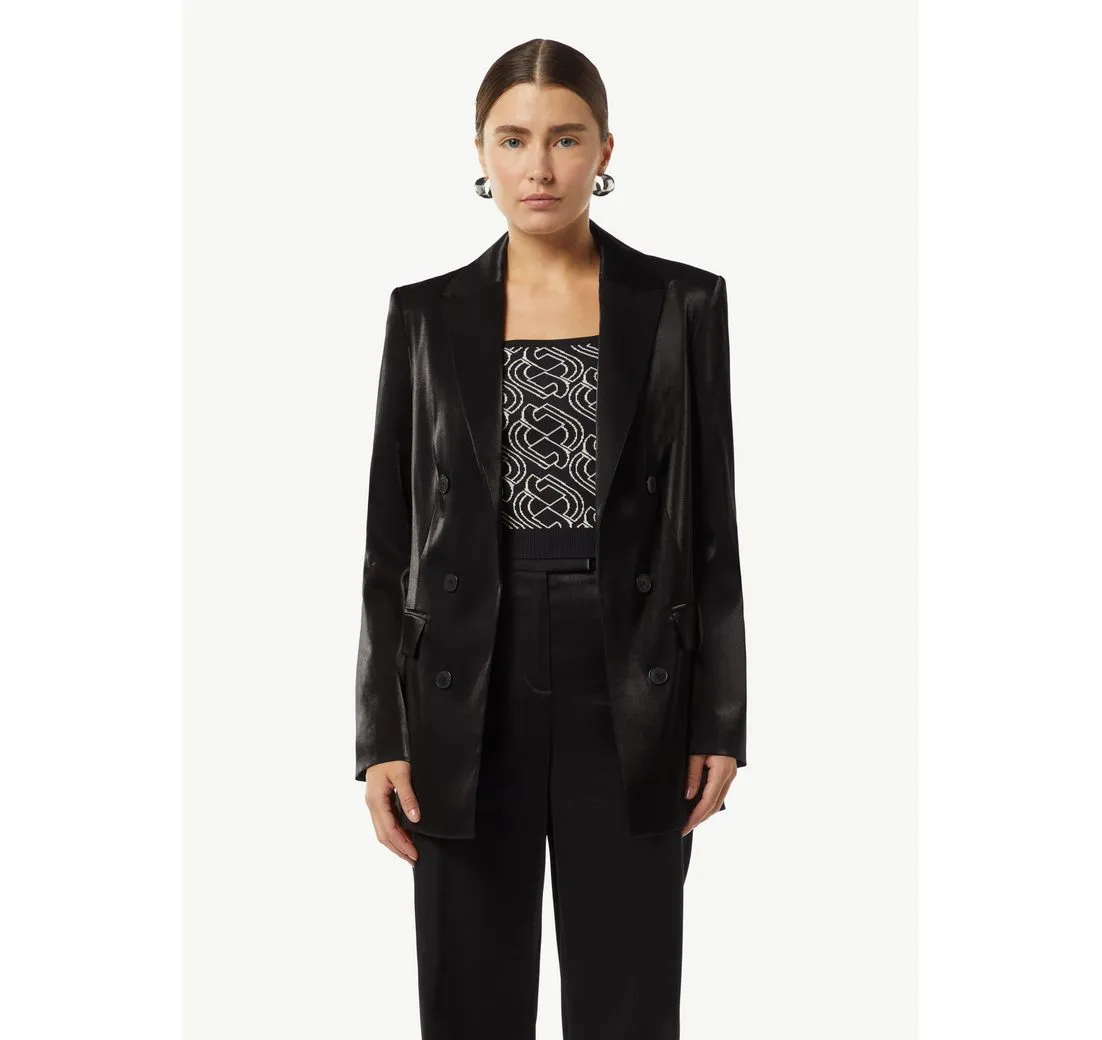 COMMA Blusenblazer Glänzender Blazer mit Zierknöpfen Zierknopf