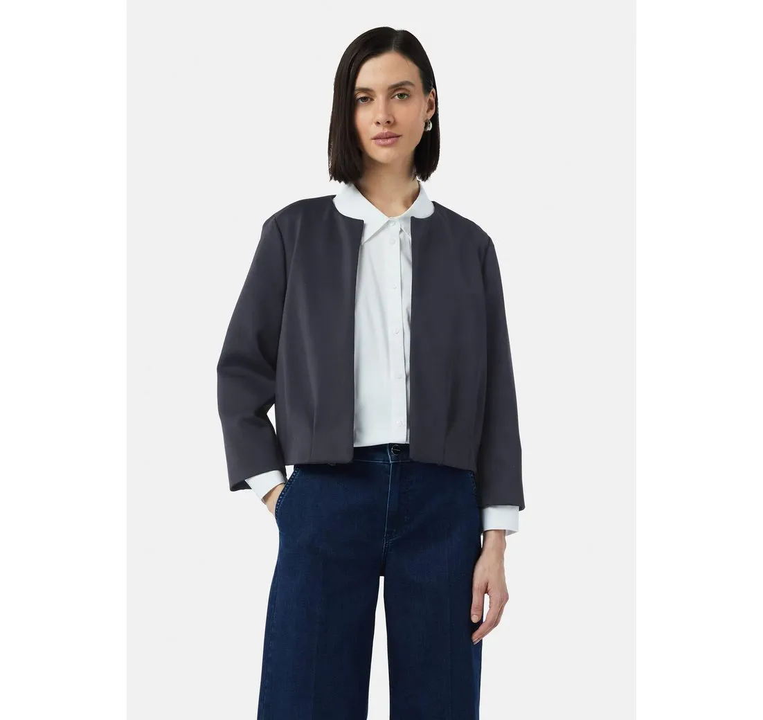 COMMA Blusenblazer Offene Scuba-Jacke im Boxy Fit Raffung