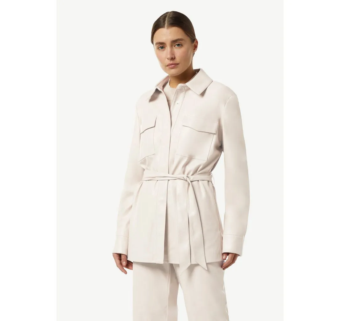 COMMA Blusenblazer Overshirt in Lederoptik mit abnehmbarem Gürtel