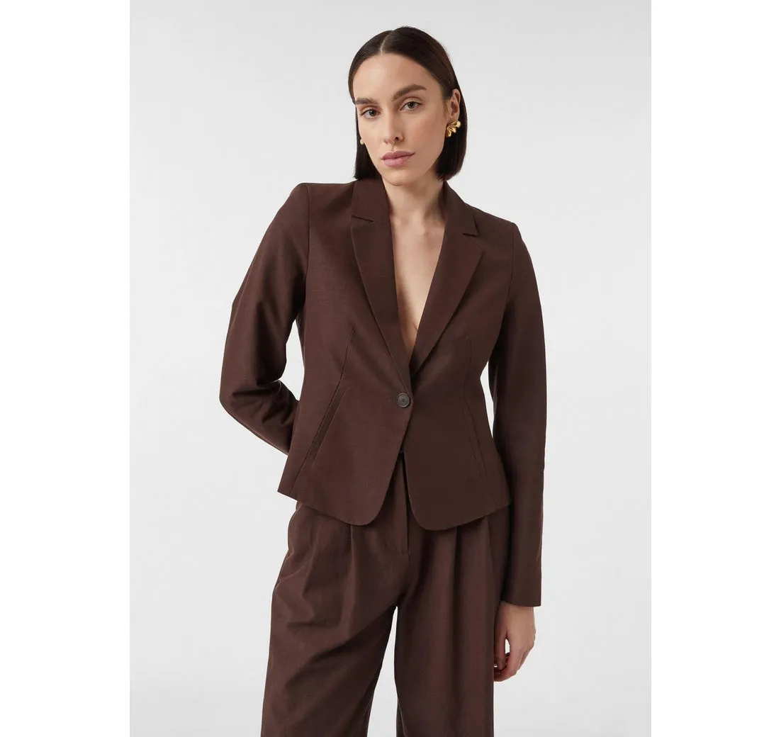 COMMA Blusenblazer Taillierter Crop-Blazer aus Leinenmix, comma x Füsun Lindner