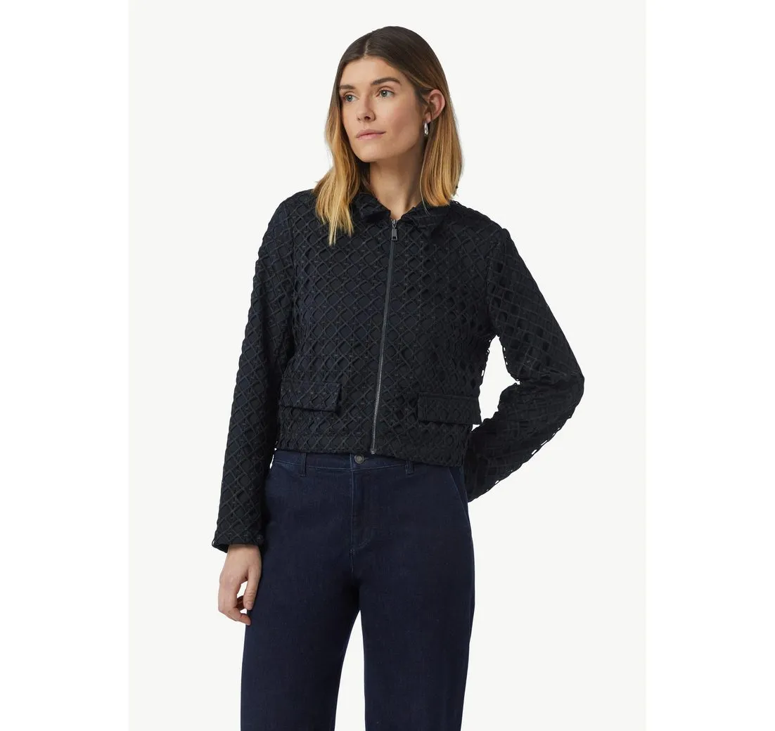COMMA Blusenblazer Verkürzte Jacke mit hochwertiger Spitze Spitze