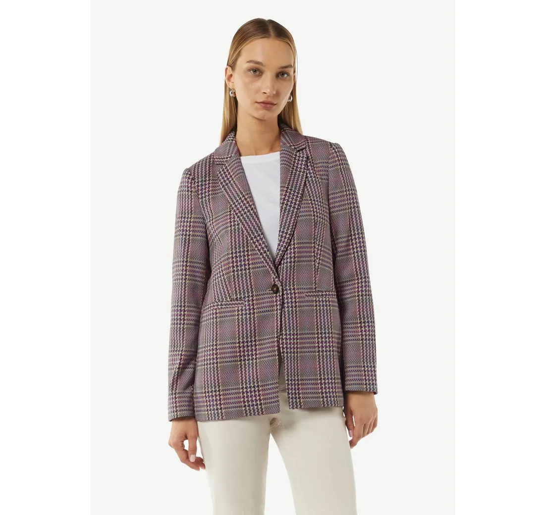 COMMA CASUAL IDENTITY Blusenblazer Antaillierter Karo-Blazer Logo