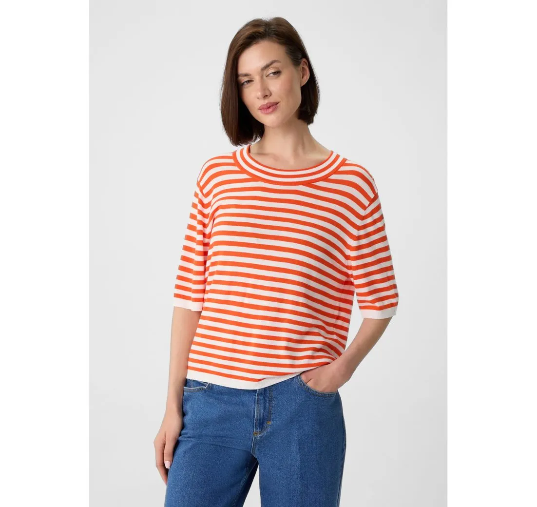 COMMA CASUAL IDENTITY Kurzarmshirt Kurzarm-Pullover aus Feinstrick im Boxy Fit