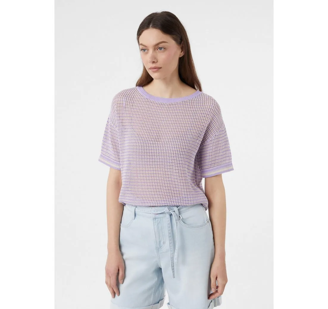 COMMA CASUAL IDENTITY Kurzarmshirt Kurzarm-Pullover aus luftigem Ajourstrick