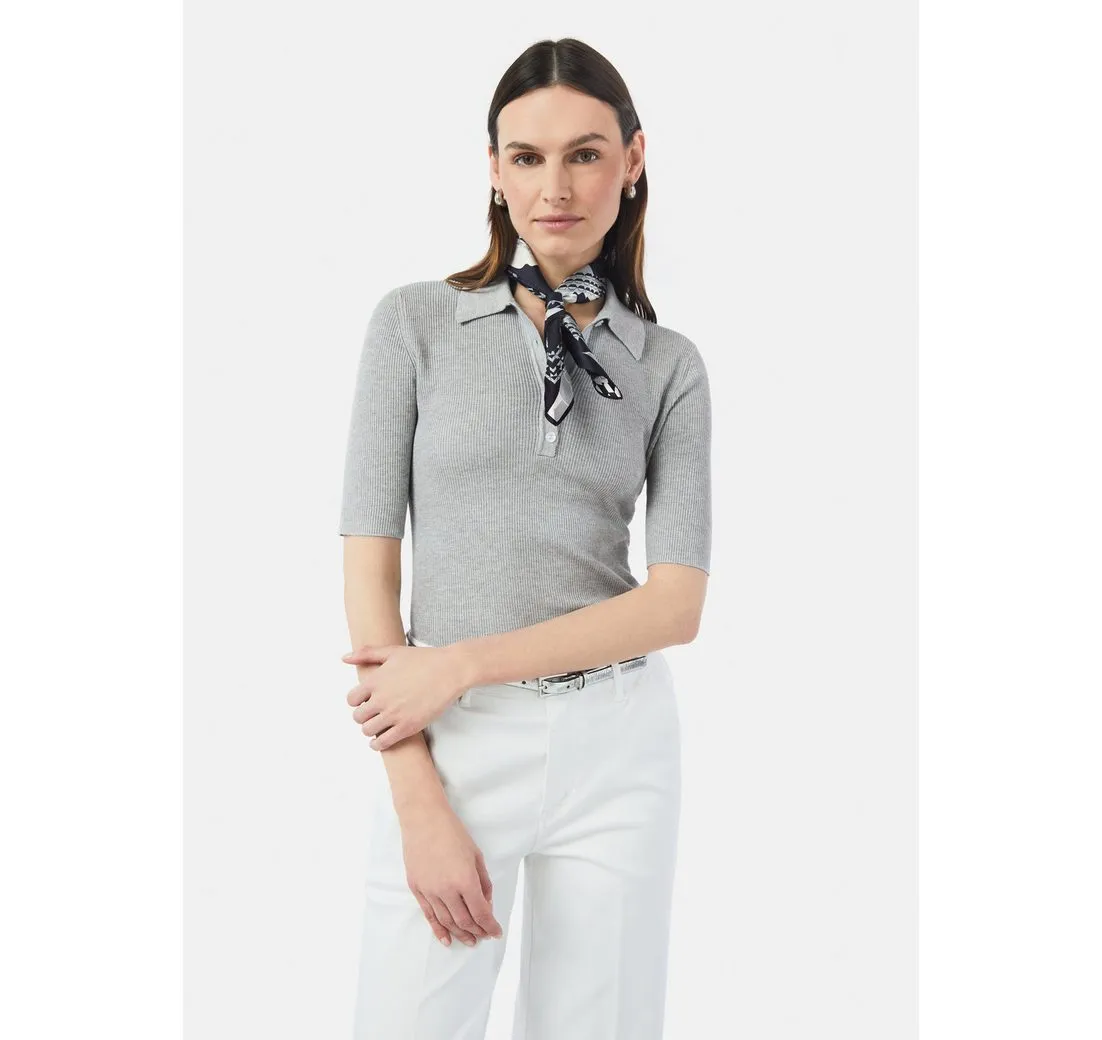 COMMA CASUAL IDENTITY Kurzarmshirt Rippstrick-Shirt im Slim Fit mit Polokragen