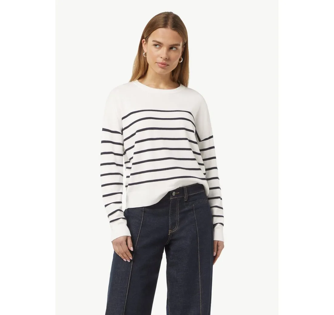 COMMA Langarmshirt Strickpullover mit Strukturstreifen Rippblende