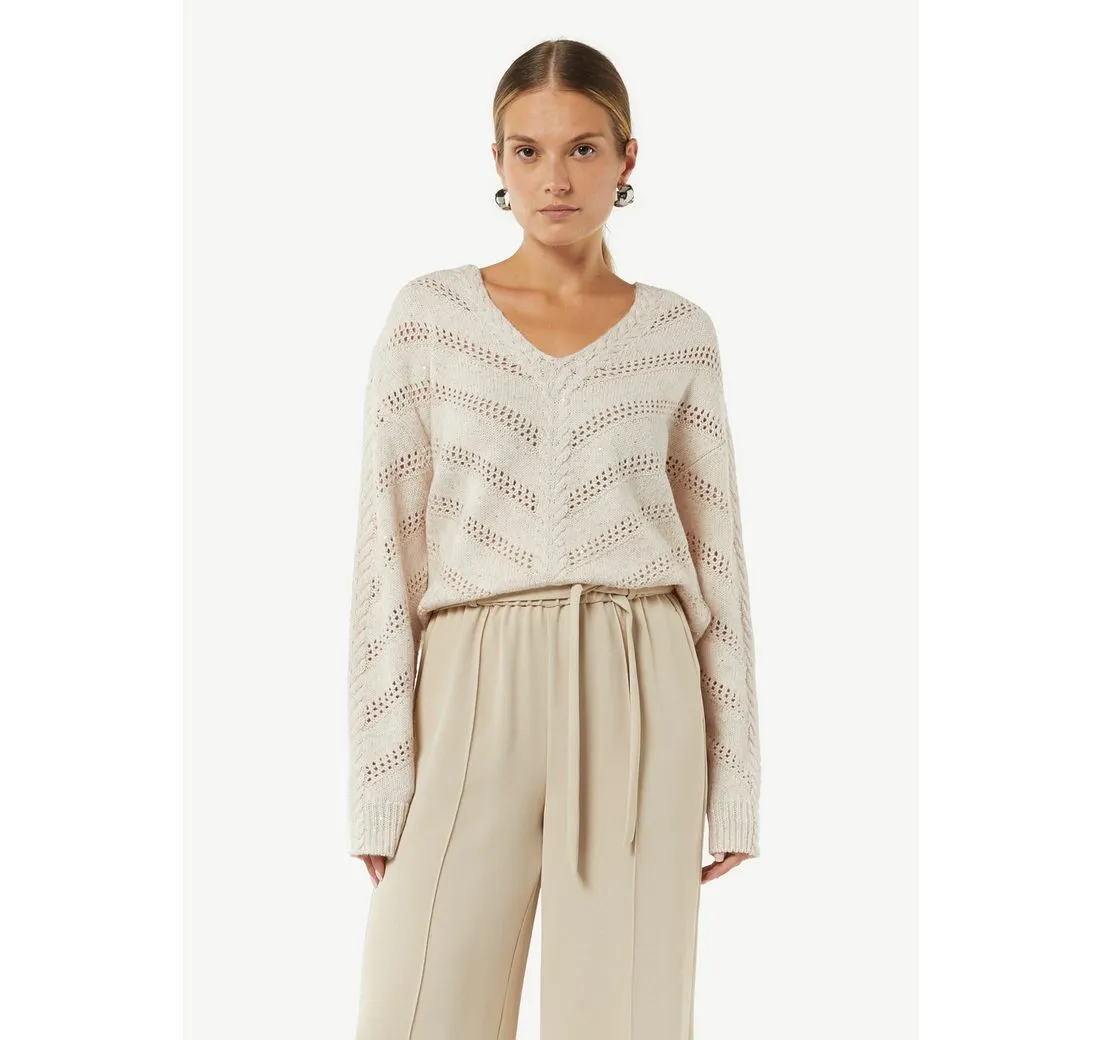 COMMA Langarmshirt Strickpullover mit zarten Pailletten Pailletten