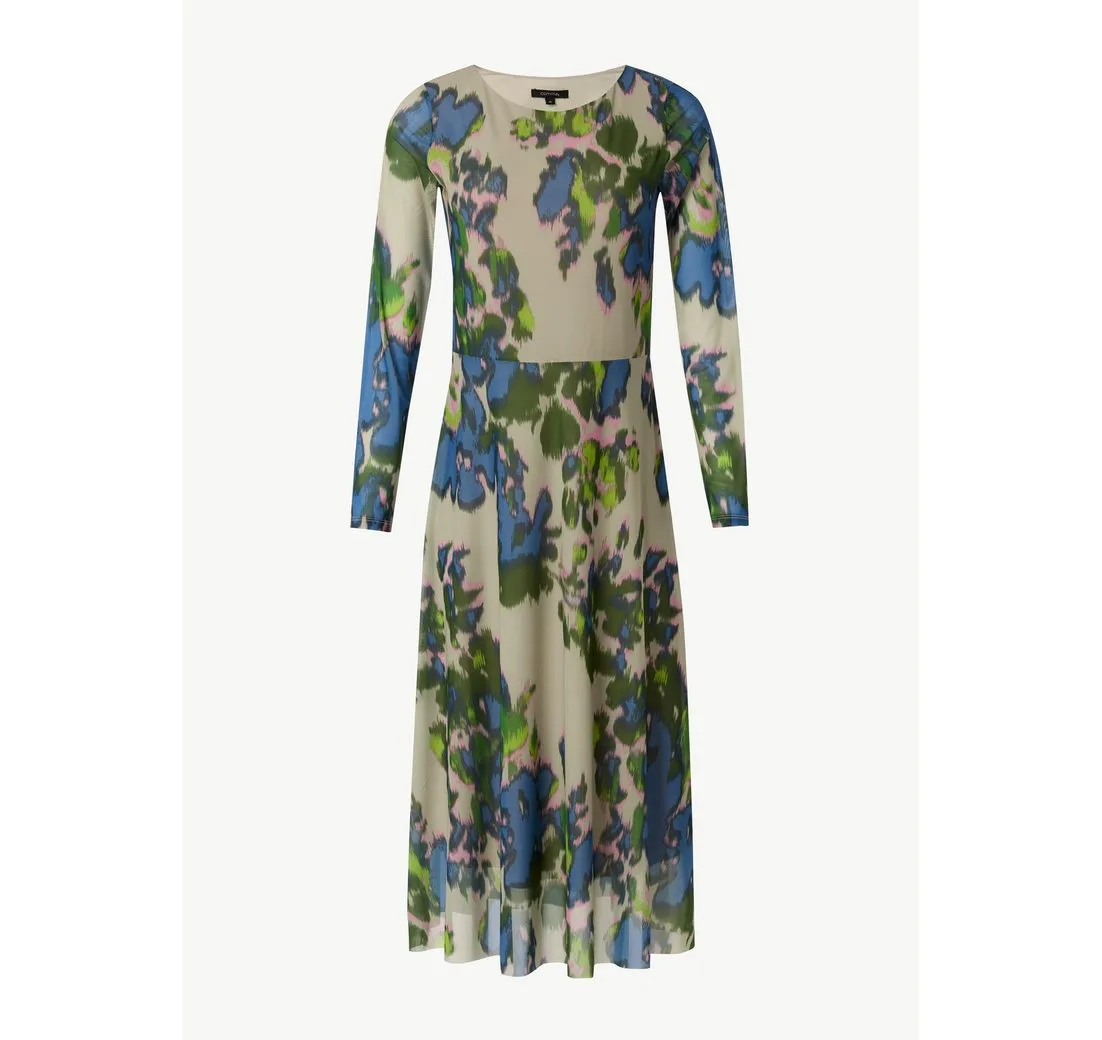 COMMA Maxikleid Jerseykleid aus Mesh mit U-Boot-Ausschnitt