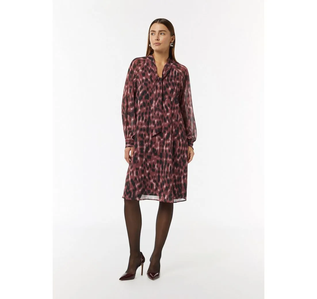 COMMA Minikleid Gemustertes Chiffonkleid mit Schluppe