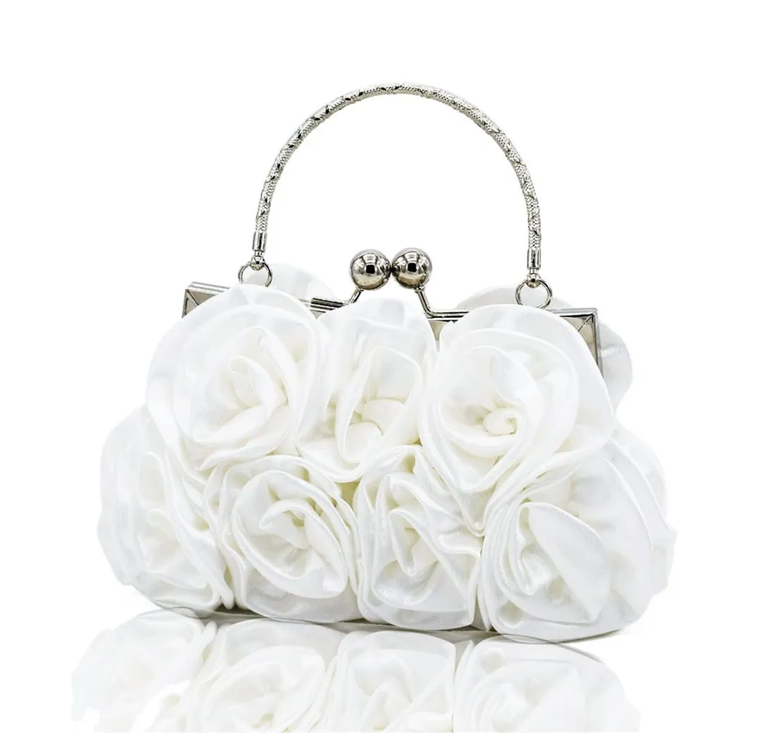 Coonoor Abendtasche Abend-Clutch für Damen, florales Satin, kleine Geldbörsen, mit abnehmbarem Riemen für Hochzeit, Party, Abschlussball