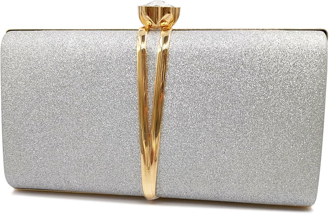 Coonoor Abendtasche Damen glänzende Clutch, Diamant Abendtasche, Silber