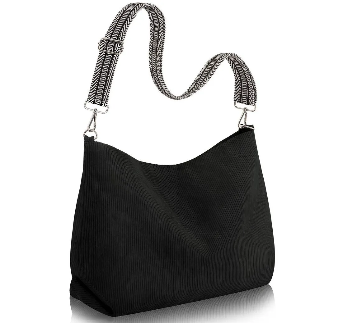 Coonoor Schultertasche Cord-Tote Bag, große Kapazität Schultertasche, Shopper Tasche, Reißverschluss-Schultertasche, Geburtstagsgeschenk
