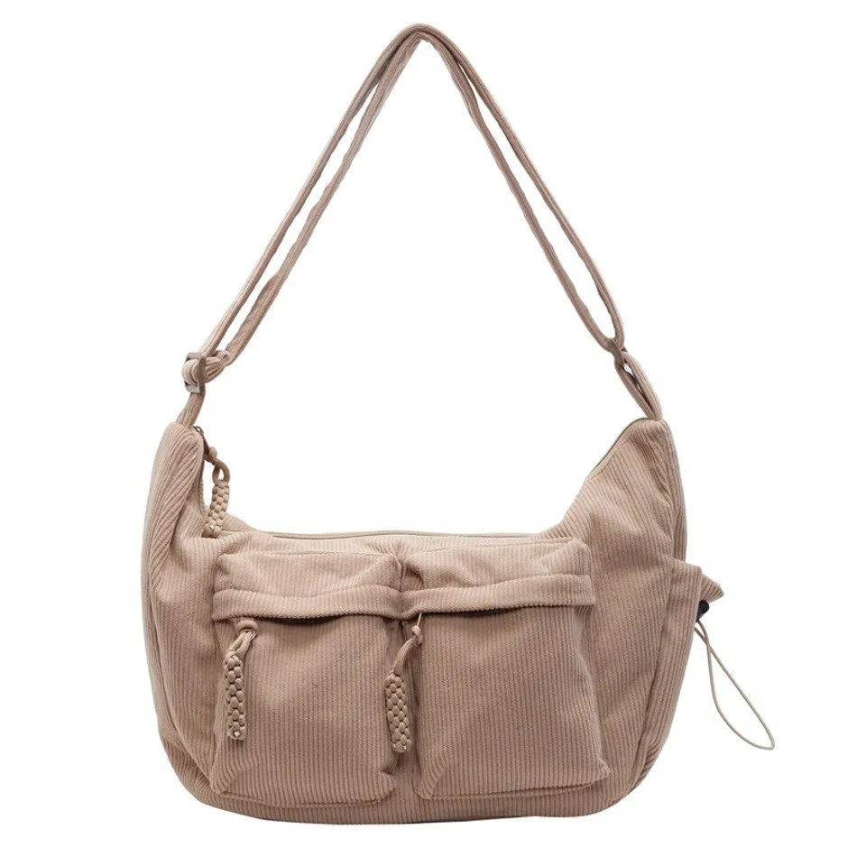 Coonoor Schultertasche Cord Umhängetasche Casual Crossbody Handtasche Groß, für Arbeit Schule Shopper Lässige täglich