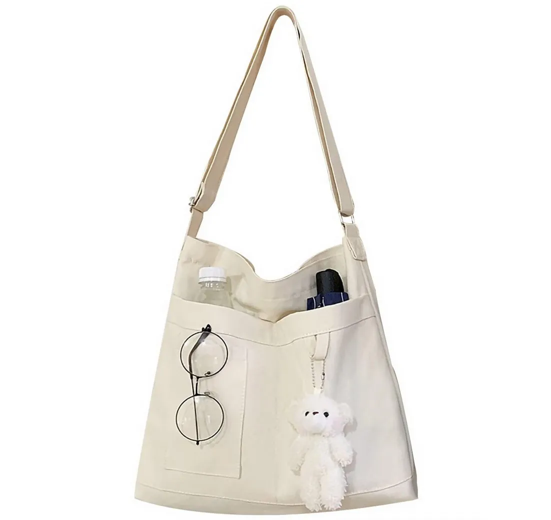 Coonoor Schultertasche Damen Canvas Tasche Umhängetasche Große Shopper Handtasche Tote Bag, Ideal für Einkaufen, Schule, Arbeit, Strand und Reisen