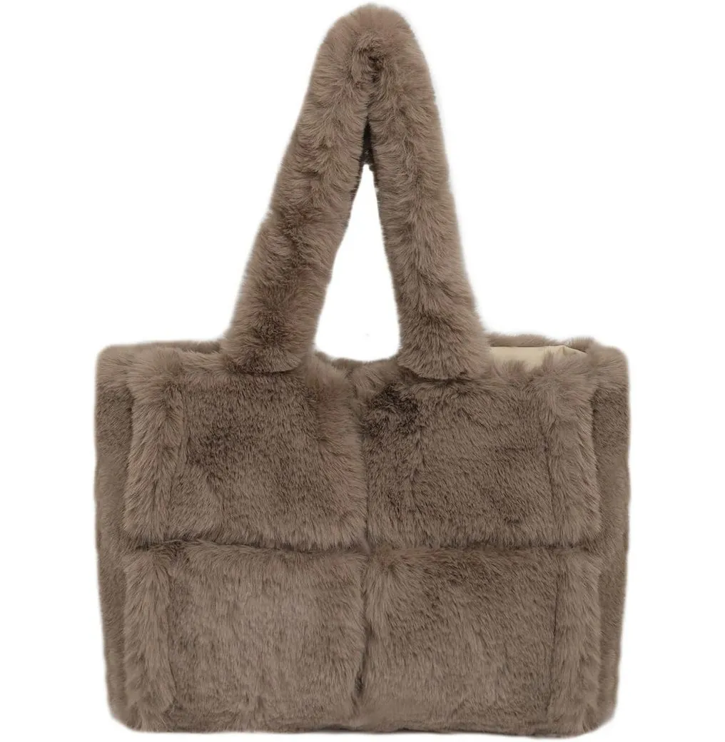 Coonoor Schultertasche Damen Plüsch Umhängetasche Groß Shopper Tasche Handtasche Tote Bag