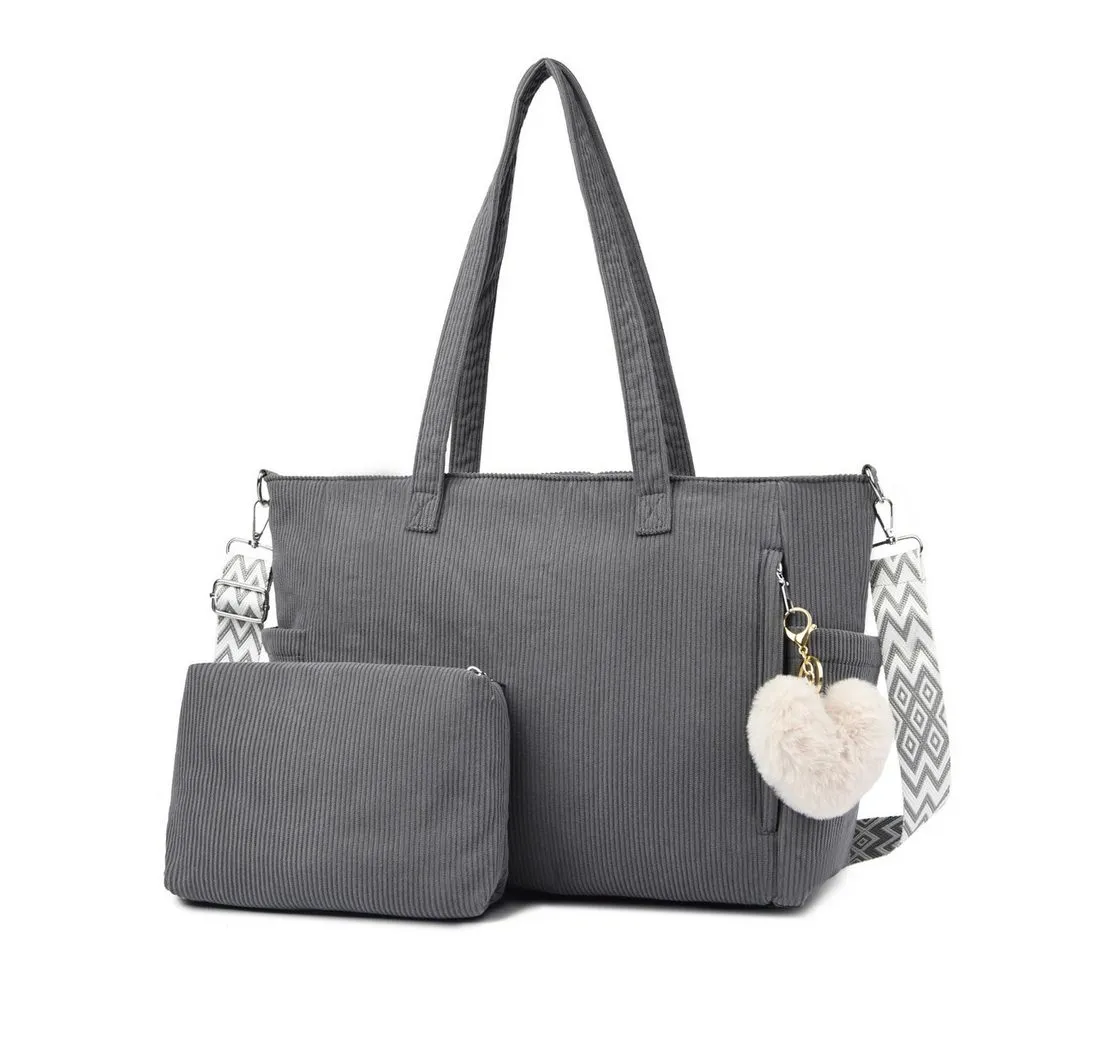 Coonoor Schultertasche Damen Umhängetasche Groß Shopper Handtasche Cord Tote Bag Reisetasche, für Arbeit Büro Reisen Einkaufen Schule Strand