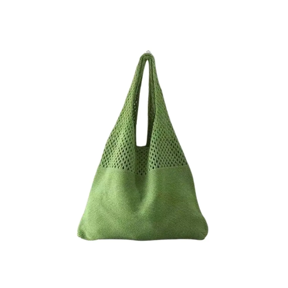 Coonoor Schultertasche Damen Vintage Lochmuster Strick Handtasche, vielseitige große Tasche, Geräumiges und praktisches Design