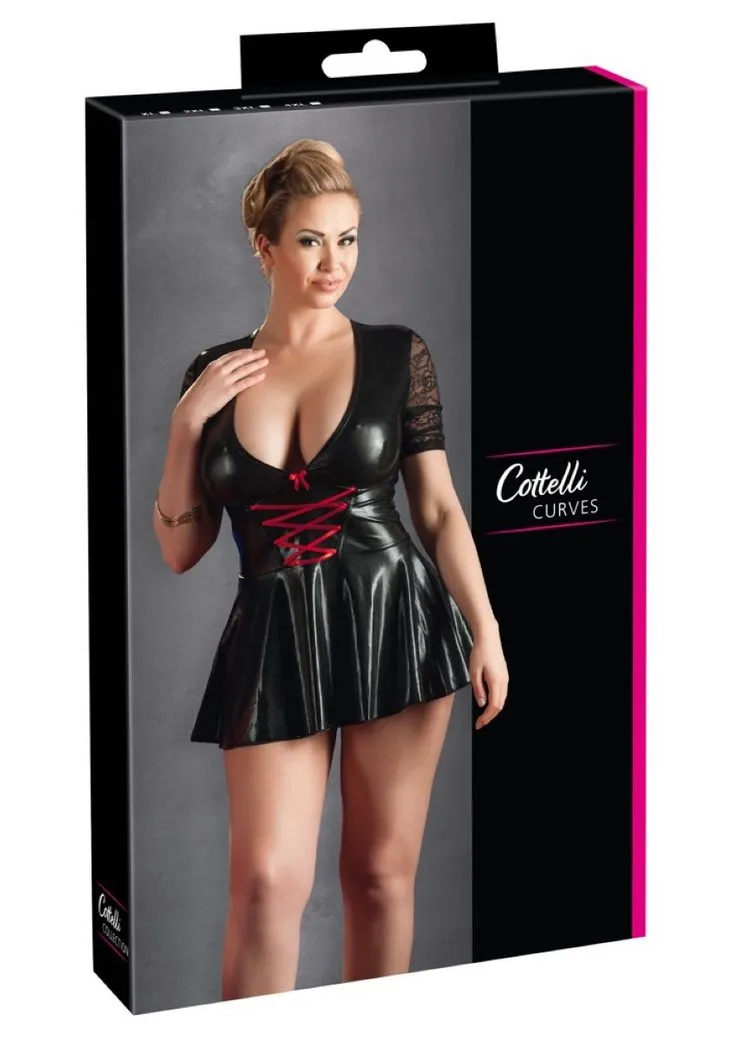 COTTELLI CURVES Minikleid Cottelli CURVES - Kleid schwarz/rot - (2XL,3XL,4XL,XL)