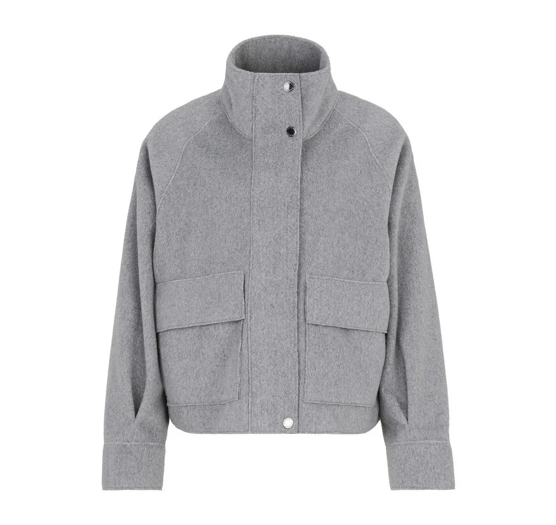 COVERED Jackenblazer Weda L60408CO Windschutzblende, Wollmantel-Optik, Kellerfalte hinten, Klappentaschen