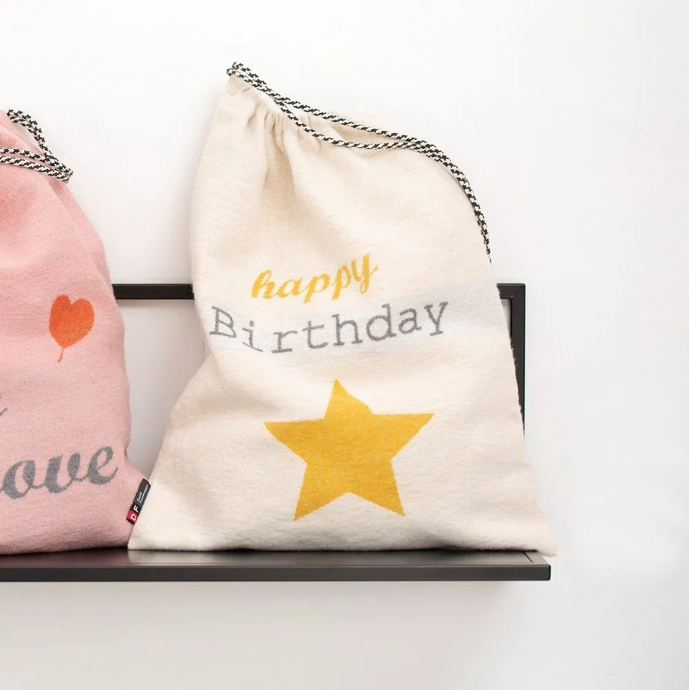 DAVID FUSSENEGGER Beuteltasche Eco 'happy Birthday' 40 x 50 cm Rohweiß (1-tlg)