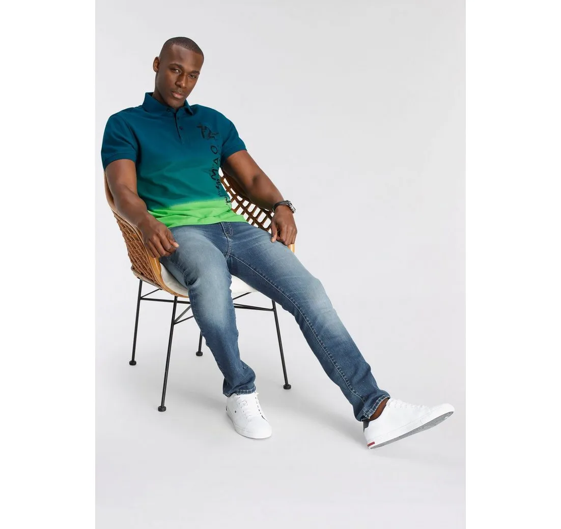 DELMAO Poloshirt Kurzarm, lässiger Print, Polokragen, aus Baumwolle