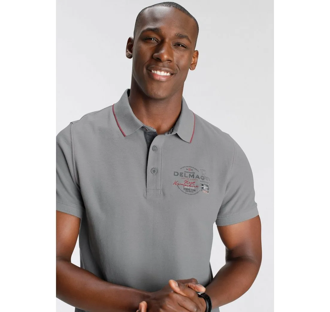 DELMAO Poloshirt Kurzarm, mit Rippbündchen, Polokragen