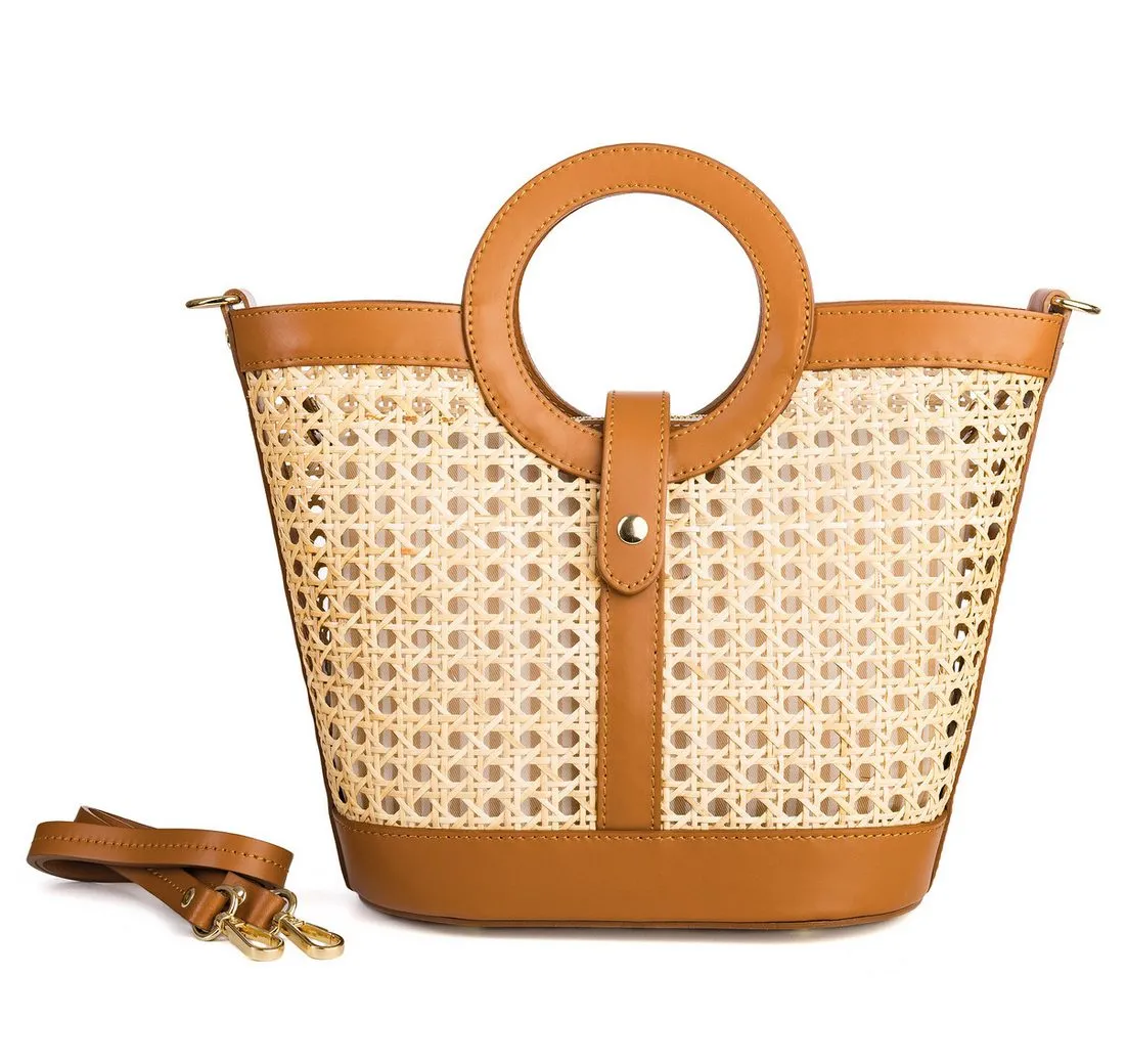 Der Trachtler Trachtentasche Handtasche Umhängetasche Shopper "Mara", Wiener Geflecht und echtes Leder - Made in Italy