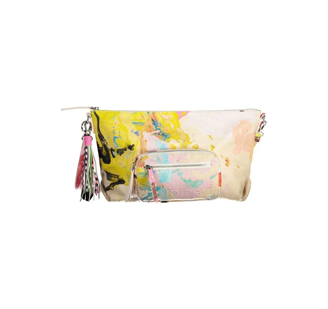 Desigual Umhängetasche, Elegante weiße Damentasche mit verstellbarem Gurt und viel Stauraum