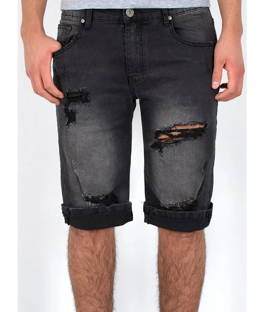 ESRA Jeansshorts Herren Jeans Shorts Hose Herren kurze Jeans Hose mit 5 Pocket Jeans Shorts Herren kurze Jeans Sommer Hose Jeans Herren Stretch
