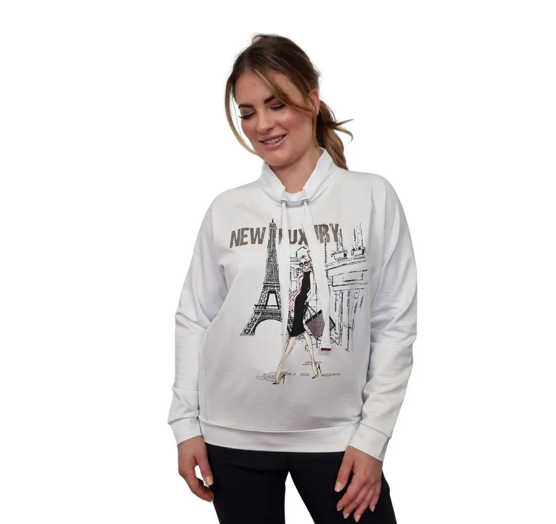 ESTEFANIA FOR WOMAN Sweatshirt leichtes Sweatshirt mit Stehkragen und Frontprint