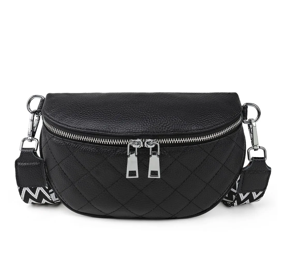 Fassiona Schultertasche Bauchtasche Damen Stylisch Umhängetasche Crossbody Bag Gürteltasche, Damen Breiter Gurt Leder, ​Geschenke für Frauen in schlichter Optik