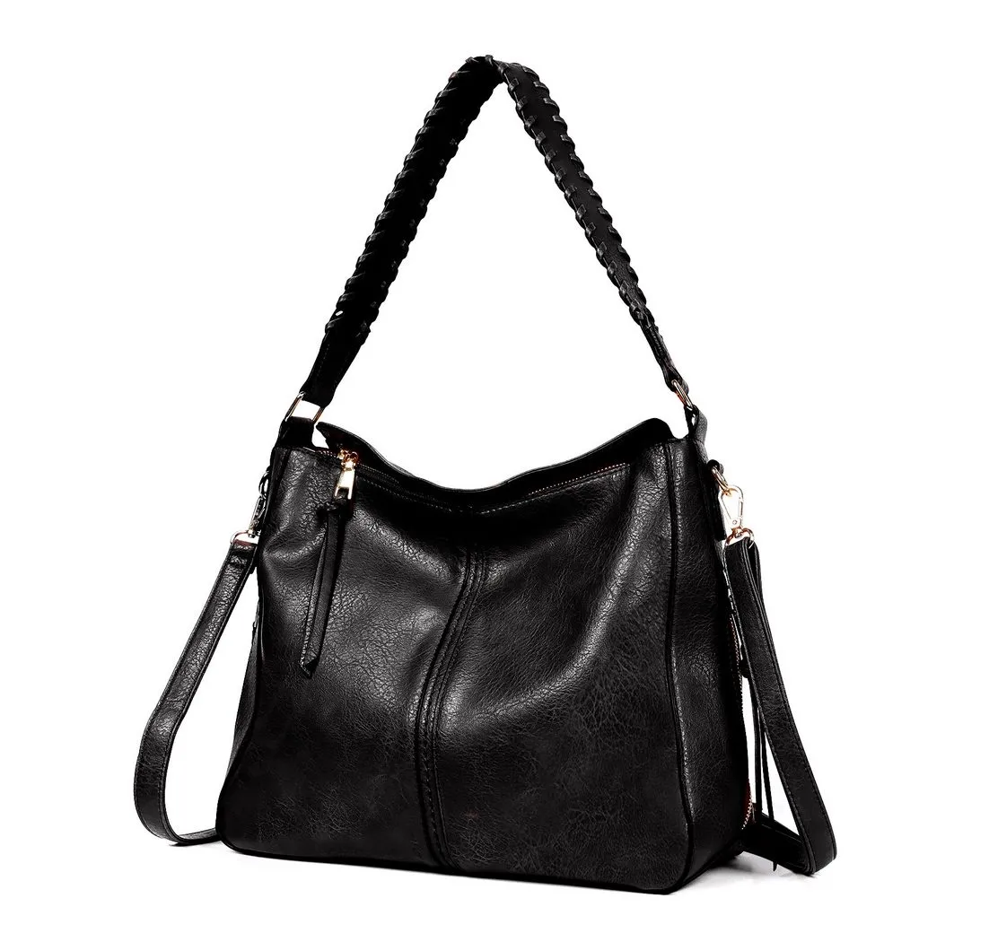 Fassiona Schultertasche Handtasche Damen Shopper Lederimitat Umhängetasche Groß Schultertasche, Vintage Weiches Umhängetasche Hobo Taschen Schultertasche für Frauen