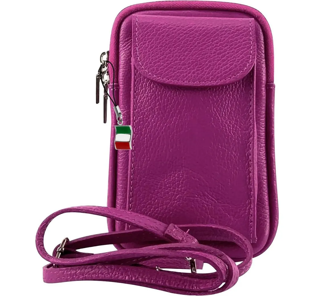 FLORENCE Handtasche Florence Damen Mini-Handtasche echtes (Umhängetasche), Damen Umhängetasche, Handtasche Leder, pink ca. 12cm x ca. 20cm
