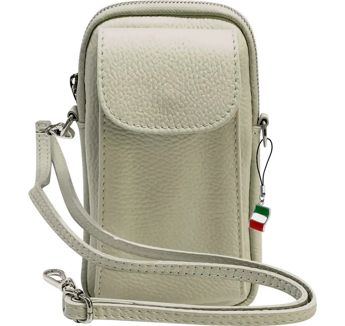 FLORENCE Handtasche Florence Damen Mini-Handtasche echtes (Umhängetasche), Damen Umhängetasche, Handtasche Leder, beige ca. 12cm x ca. 20cm