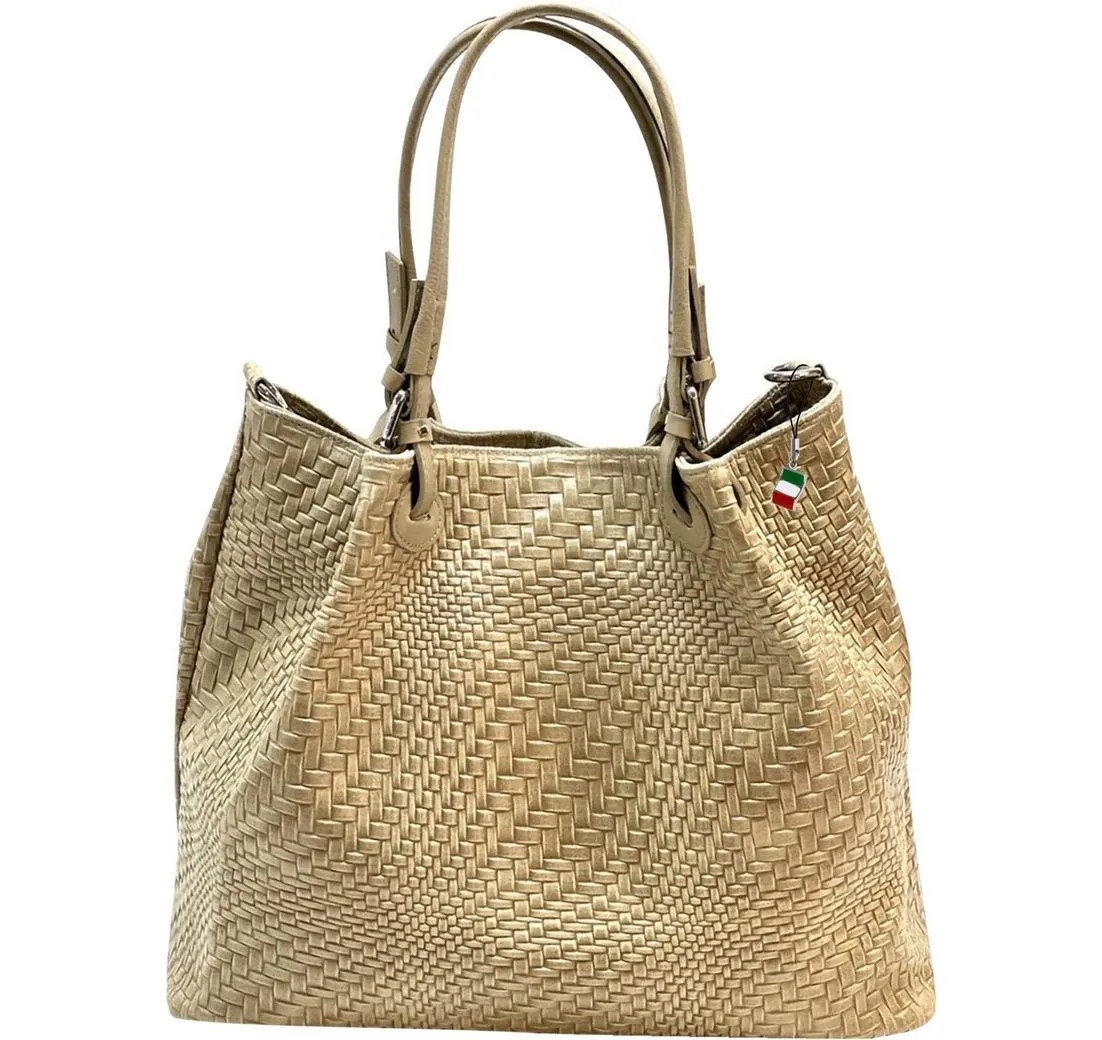 FLORENCE Handtasche Florence Umhängetasche Damen Handtasche (Handtasche), Damen Handtasche, Umhängetasche Leder, taupe ca. 31cm x ca. 28cm