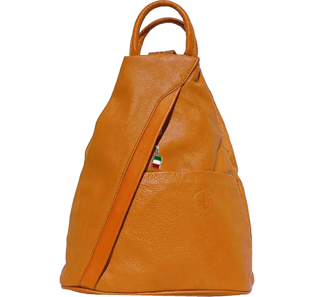 FLORENCE Schultertasche Florence Damen Rucksack Schultertasche (Cityrucksack), Damen Leder Cityrucksack, Schultertasche, braun, tan ca. 26cm
