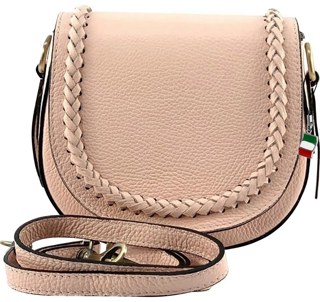 FLORENCE Schultertasche Florence Damen Umhängetasche (Schultertasche), Damen Leder Schultertasche, Umhängetasche, rosa ca. 21cm