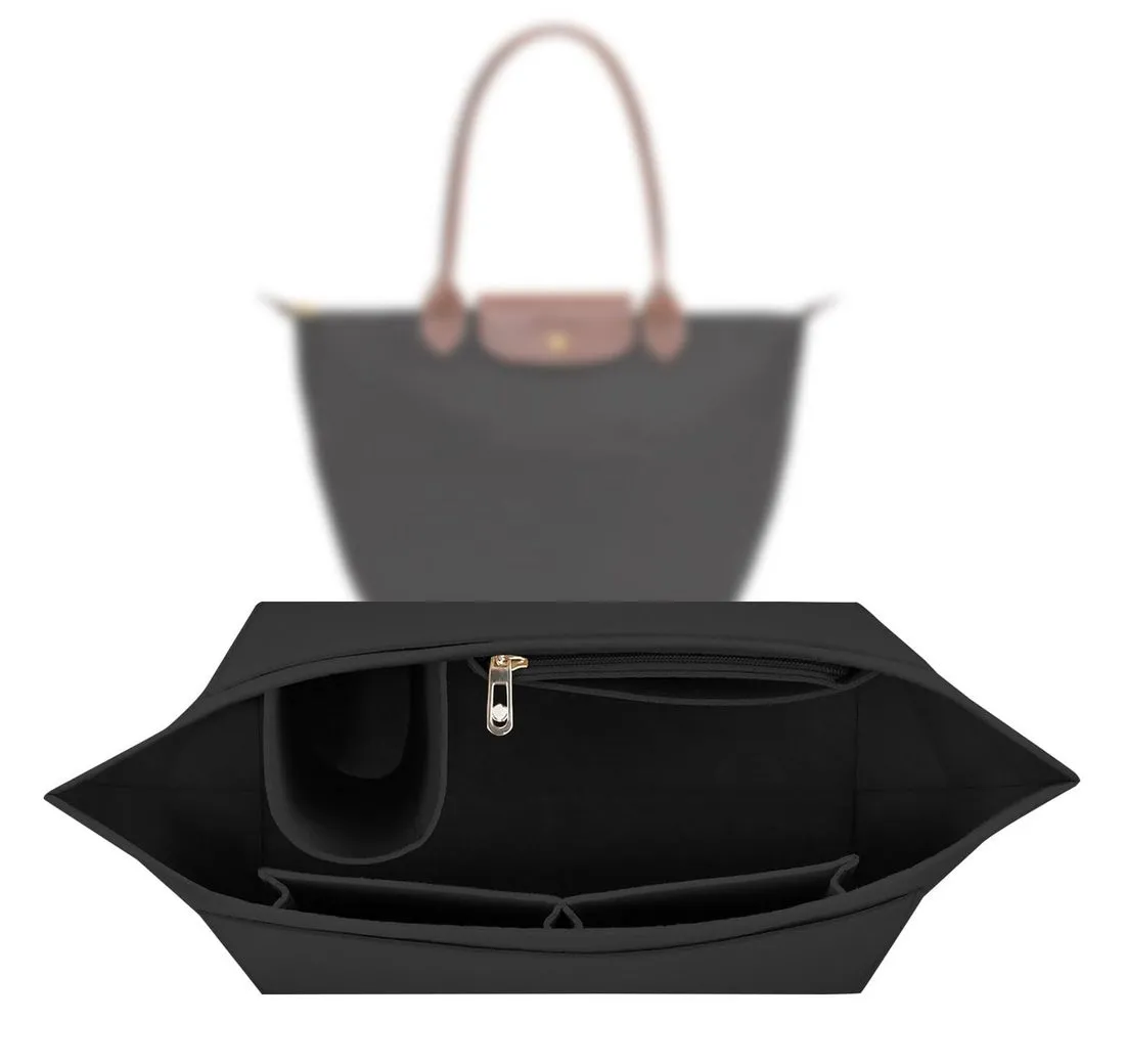 FOUORTUNATE-BEE Handtasche Organizer für Longchamp Tasche,Taschen Organizer für Longchamp L (Organizer für Longchamp Pliage L,Purse Organizer, Multi-Pocket Felt Handbag Organizer for Insert Wallet Organizer for Longchamp)