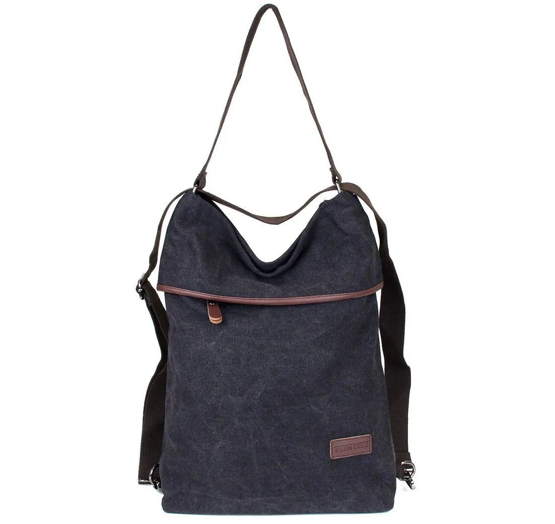 Frentree Schultertasche Canvas Damen Umhängetasche 3in1 Rucksack Handtasche, Anti Diebstahl, Vintage Hobo Tasche Schultertasche für Alltag Büro Schule Einkauf